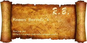 Remes Bernát névjegykártya